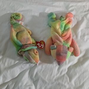 Pair Of Rainbow Beanie Babies